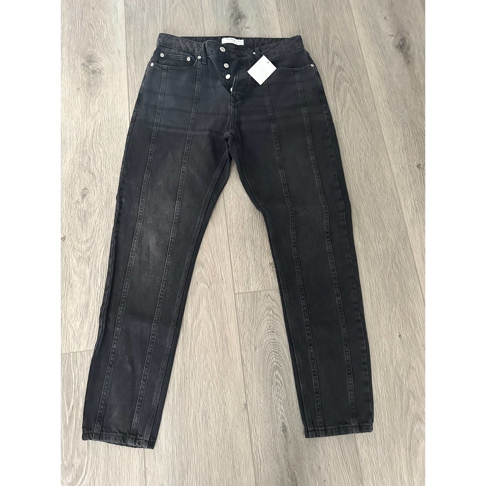 Topman Tapered front seam jeans in washed black - Picture 5 of 12